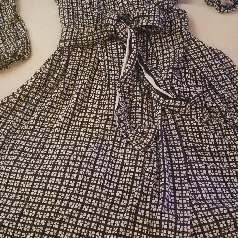 Chic Black White Checkered Square Patterned Dress… - image 6